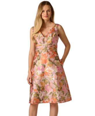 Women's Floral Jacquard Midi Dress