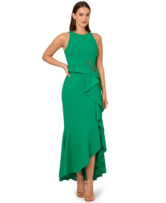 Women's Cascading-Ruffle Crepe Gown