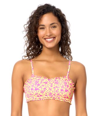 Women's Bandeau Neck Printed Swim Bikini Top