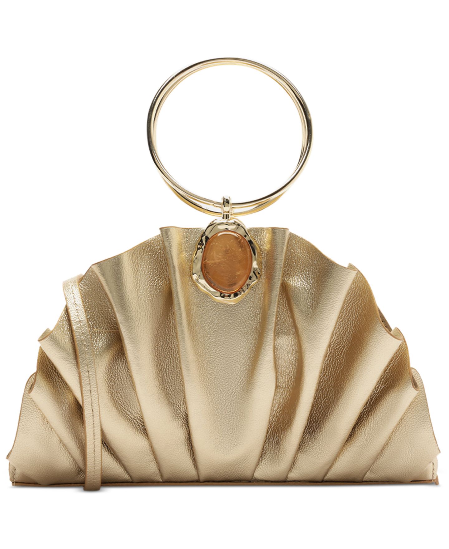 Женский клатч Arezzo Ravena Small Gold-Tone Ring Handle Clutch, цвет: Platino — фото 2