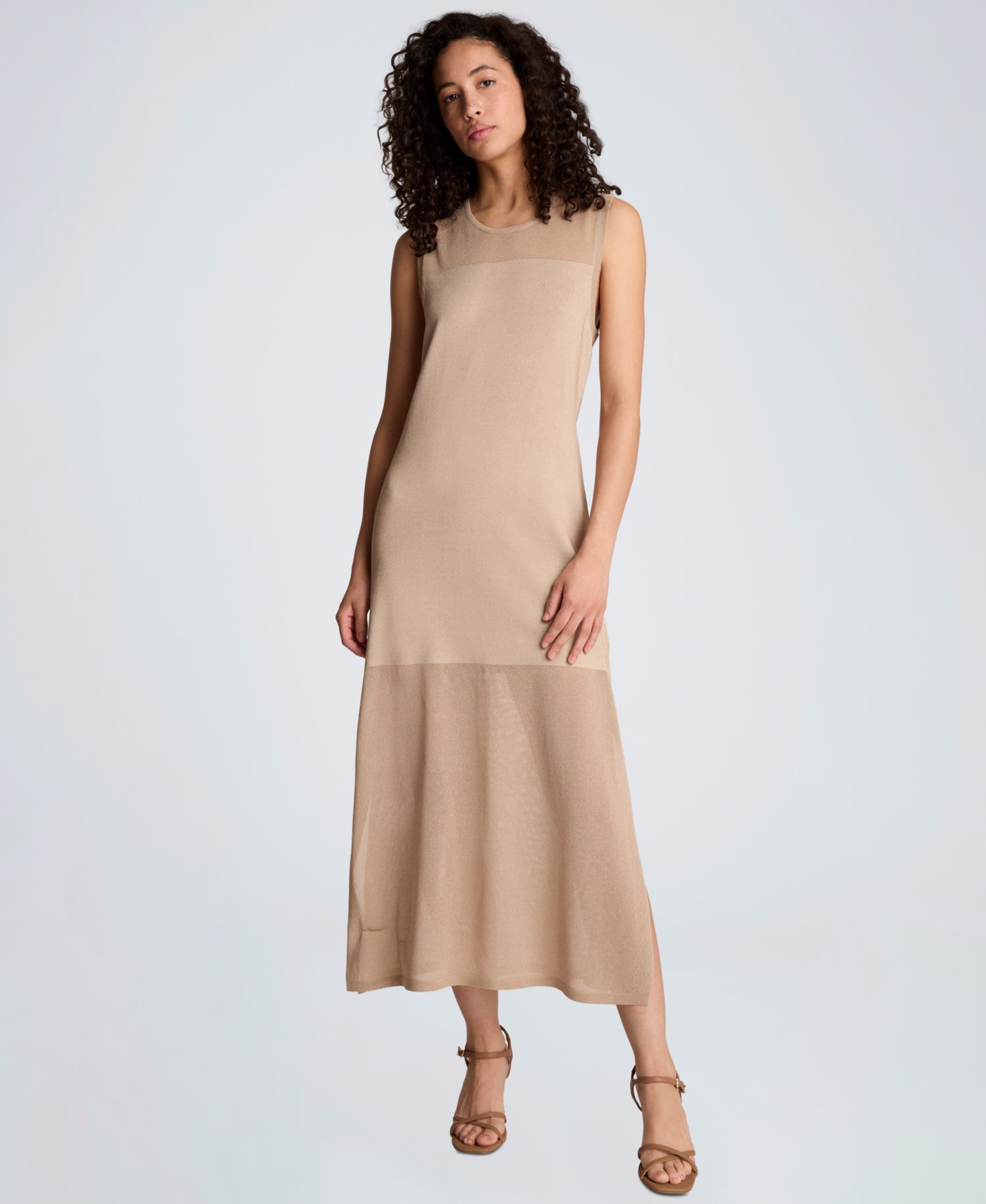 Women's Semi-Sheer Side-Slit Sleeveless Dress