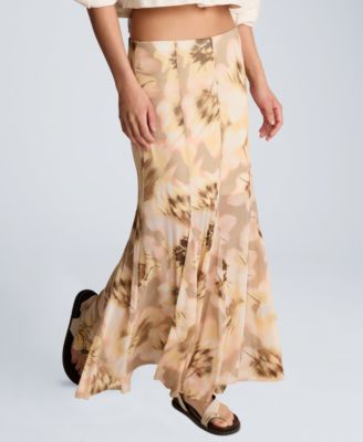 Women's Pull-On Godet Printed Maxi Skirt