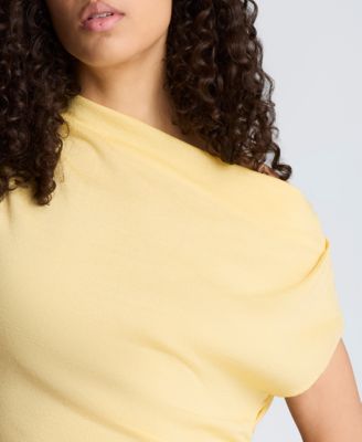 Women's Asymmetrical Drape Short-Sleeve Top