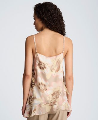 Women's Asymmetric Hem Ruffle Sleeveless Cami Top