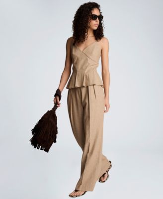 Women's Fitted V-Neck Cami Pleated Top