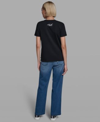 Women's Short-Sleeve Striped Logo T-Shirt