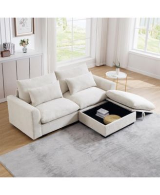 Corduroy Sectional Sofa with Ottoman