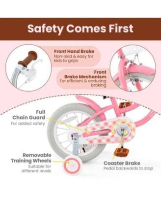 18 Inch Kids Bike with Training Wheels and Basket for Boys & Girls-4-8 Years