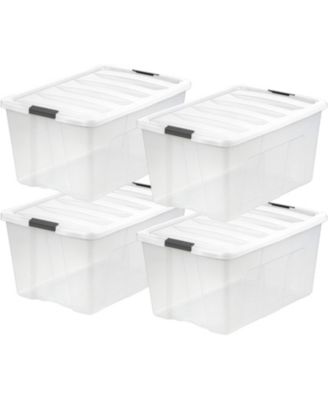 USA 94 Qt Stackable Plastic Storage Bins with Lids, 4Pk