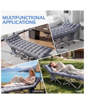 2-Piece Folding Bed & Camping Cots with Removable Cotton Mattress Indoor & Outdoor, 600lbs