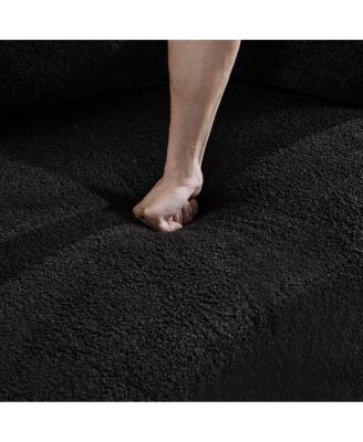  Curved Loveseat Sofa, Teddy Velvet, No-Assembly, 350 lbs Capacity