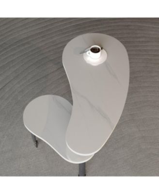 Contemporary rotatable cocktail table with solid rubber wood legs