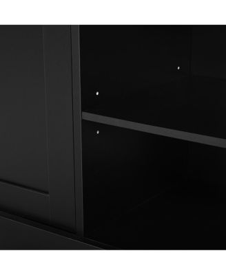 Elegant Arched Entertainment Center with Bookshelf & Farmhouse TV Stand