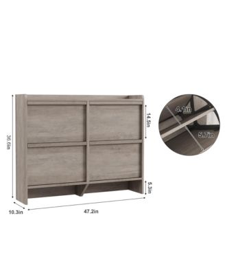 Shoe Cabinet with 4 Flip Drawers, Hidden Shoe Storage Organizer for Entryway, Wooden Shoe Rack with Adjustable Shelf, Cupboard