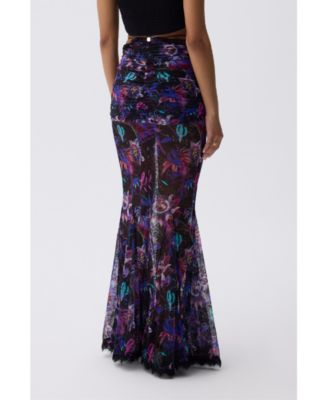 Women's Salvia Draped Floral Maxi Skirt