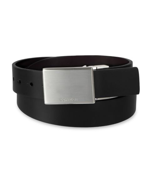 Ремень Calvin Klein Two-In-One Reversible Plaque Buckle Dress Belt для мальчиков, цвет: Чёрный / Коричневый