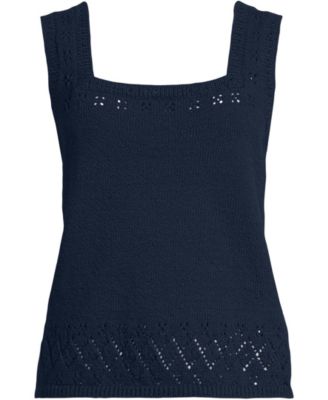 Women's Pointelle Square Neck Tank Sweater