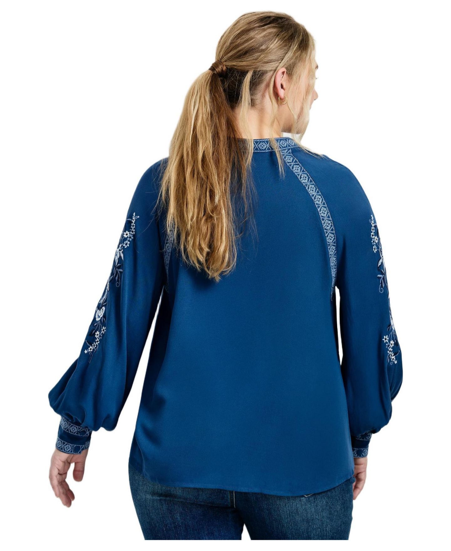 Женская блузка Avenue Plus Size Chloe Embroidered, цвет: Индиго — фото 2