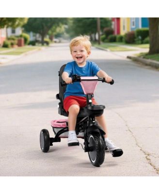 8-in-1 Folding Kids Tricycle Stroller with Adjustable Push Handle, Convertible Toddler