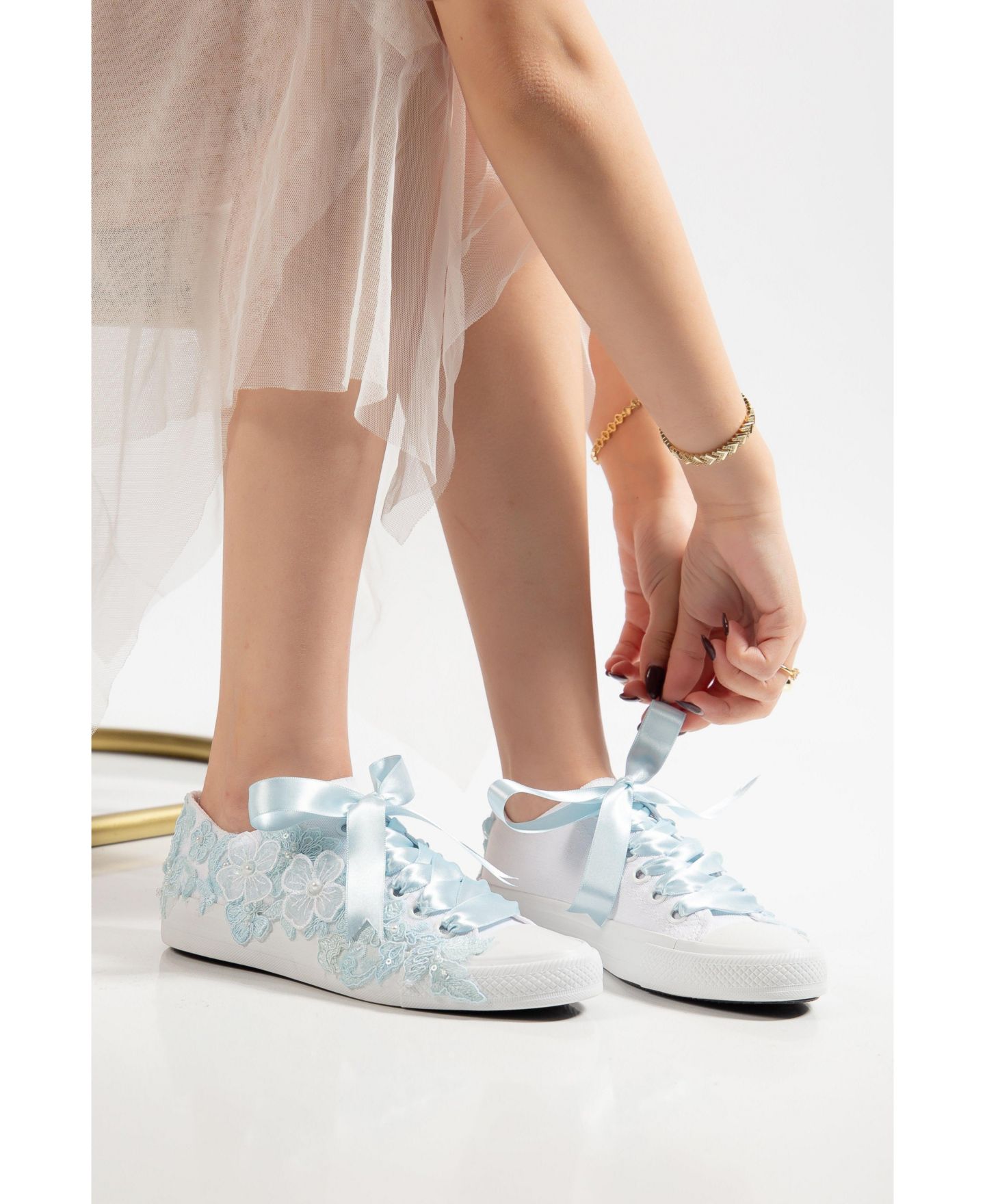 Женские кроссовки Forever & Always Shoes Serenelle Lace Bridal, цвет: Синий — фото 3