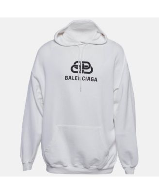 Men's White Logo Print Cotton Oversized Hoodie