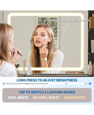 Mid-Century Modern Makeup Vanity Desk with Lighted Mirror.