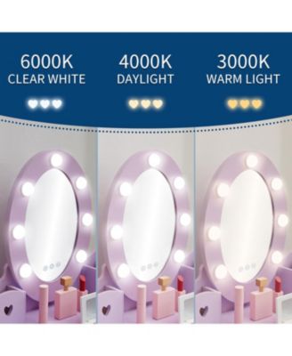 Toddler Lighted Vanity and Stool Set,Girls  Perfect Gift Makeup Pretend Play Table.