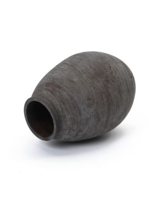 Antique Brown Cement Vase,Tall Rustic Home Accent for Tabletops and Open Shelving