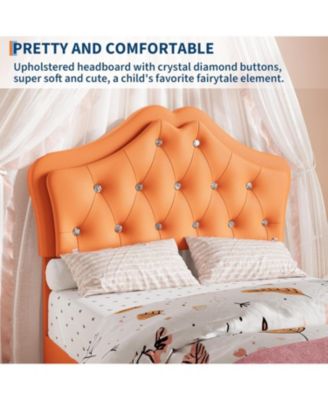 Twin Velvet Upholstered Platform Bed LED Lights Crystal Button Headboard Storage Drawer Noise-Free No Box Spring