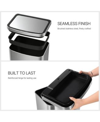 16 Gallon Stainless Steel Touchless Sensor Trash Can with Silent Close Lid – Hands-Free Kitchen Garbage Bin
