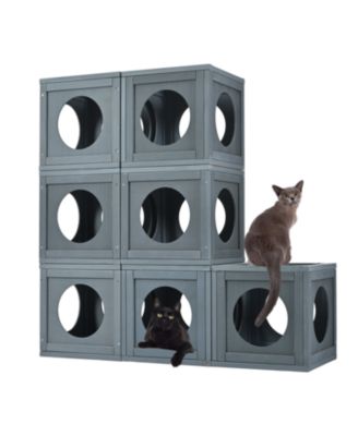 Pine Outdoor Cat House with Shelves
