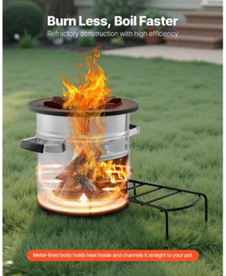 Portable Stainless Steel Camping Rocket Stove with Carry Bag Single Door