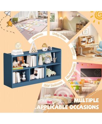 5 Cube Kids Bookcase - Wooden 2-Tier Storage Cabinet, Open Display Book Shelf for Nursery, School Classroom, Playroom