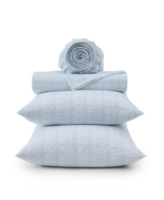 Palm Tree Ikat 200-Thread Count Washed Cotton 4-Pc. Sheet Set, Queen