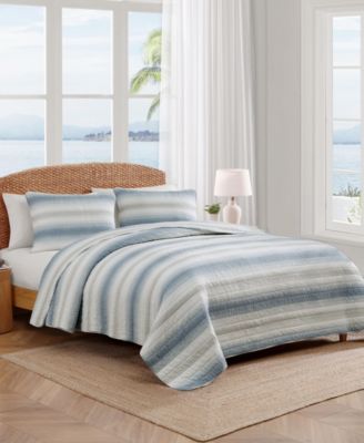Prima Island Stripe Cotton Reversible 3-Pc. Quilt Set, King