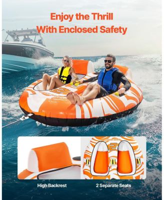 2-Person Towable Boat Tube with Dual Cockpits and Nylon Cover
