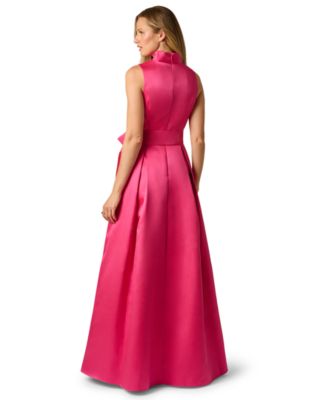 Petite V-Neck Tie-Front Ball Gown