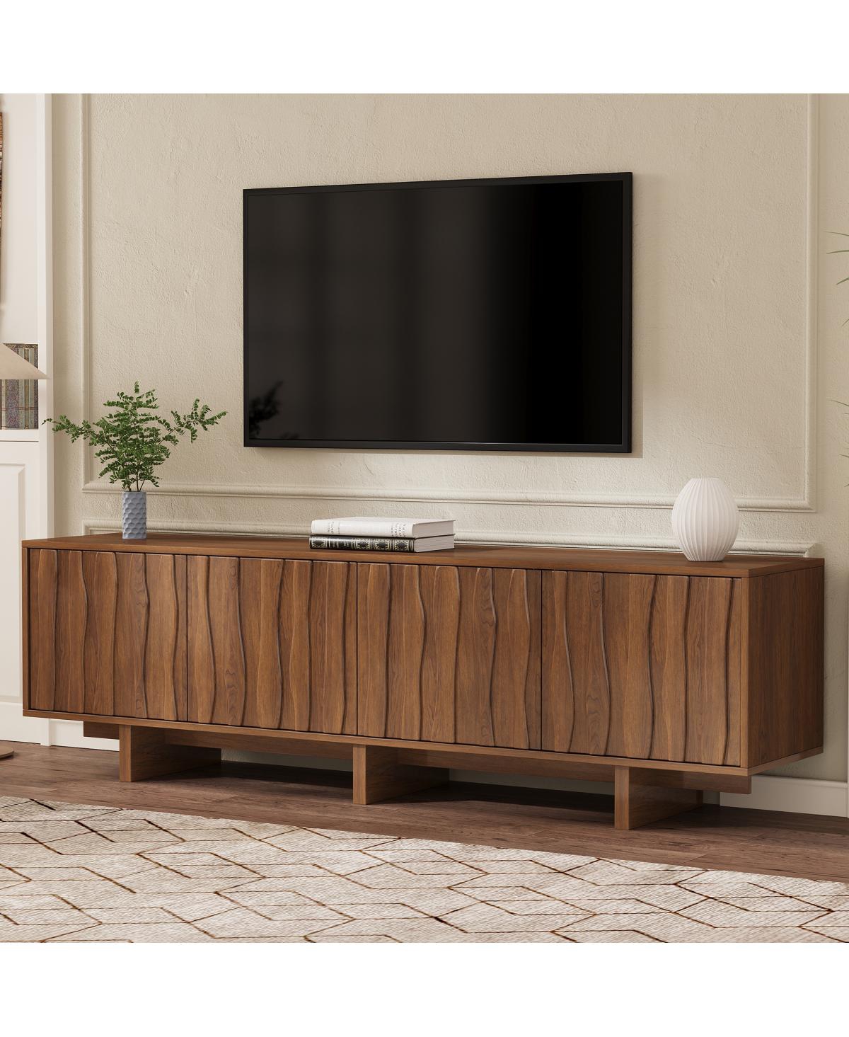 Streamdale Furniture Retro Wood Grain Tv Stand for TVs up to 75", Rustic Media Console