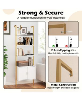 72.5 Inch Tall Bookshelf with Cabinet Anti-Tipping Kits and Metal
