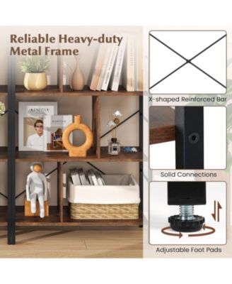 5-tier Bookcase 61 Inch Tall Industrial Bookshelf with Metal Frame