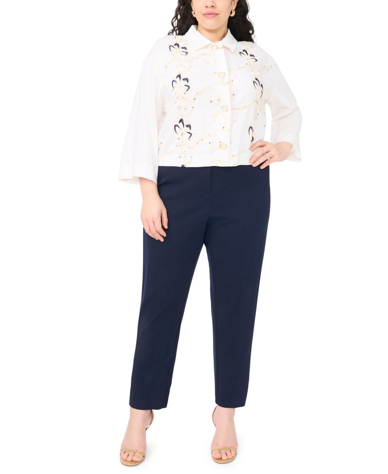 Plus Size Collar Button-Down Top