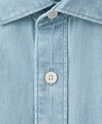 Men's Cotton-Linen Regular Fit Denim Shirt