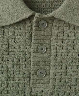 Men's Waffle Knit Polo Shirt