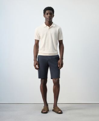 Men's Microstructure Fine-Knit Polo Shirt