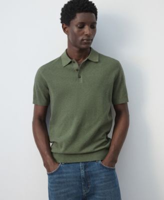 Men's Microstructure Fine-Knit Polo Shirt