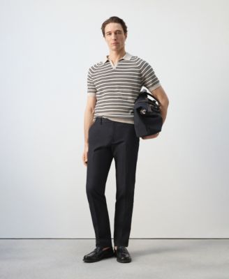 Men's Cotton Striped Knit Polo Shirt