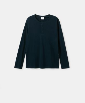 Men's Henley Linen-Blend T-Shirt