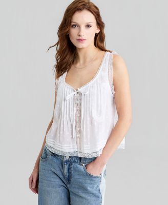 Women's Cotton Lace-Trim Tank Top