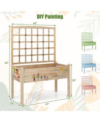 Elevated Garden Planter with Lattice and Drainage