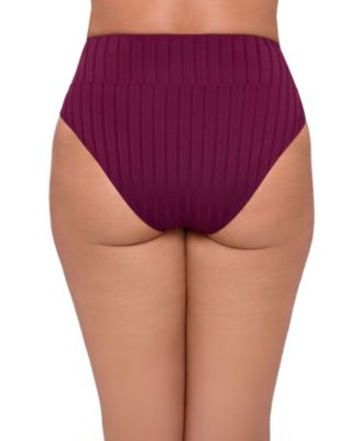 Women's Smoothing Wide Ribbed Ultra High Waist Banded Swimsuit Bikini Bottom